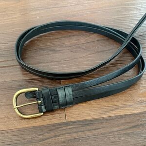 Emerson Fry Black Leather Belt with Brass Buckle